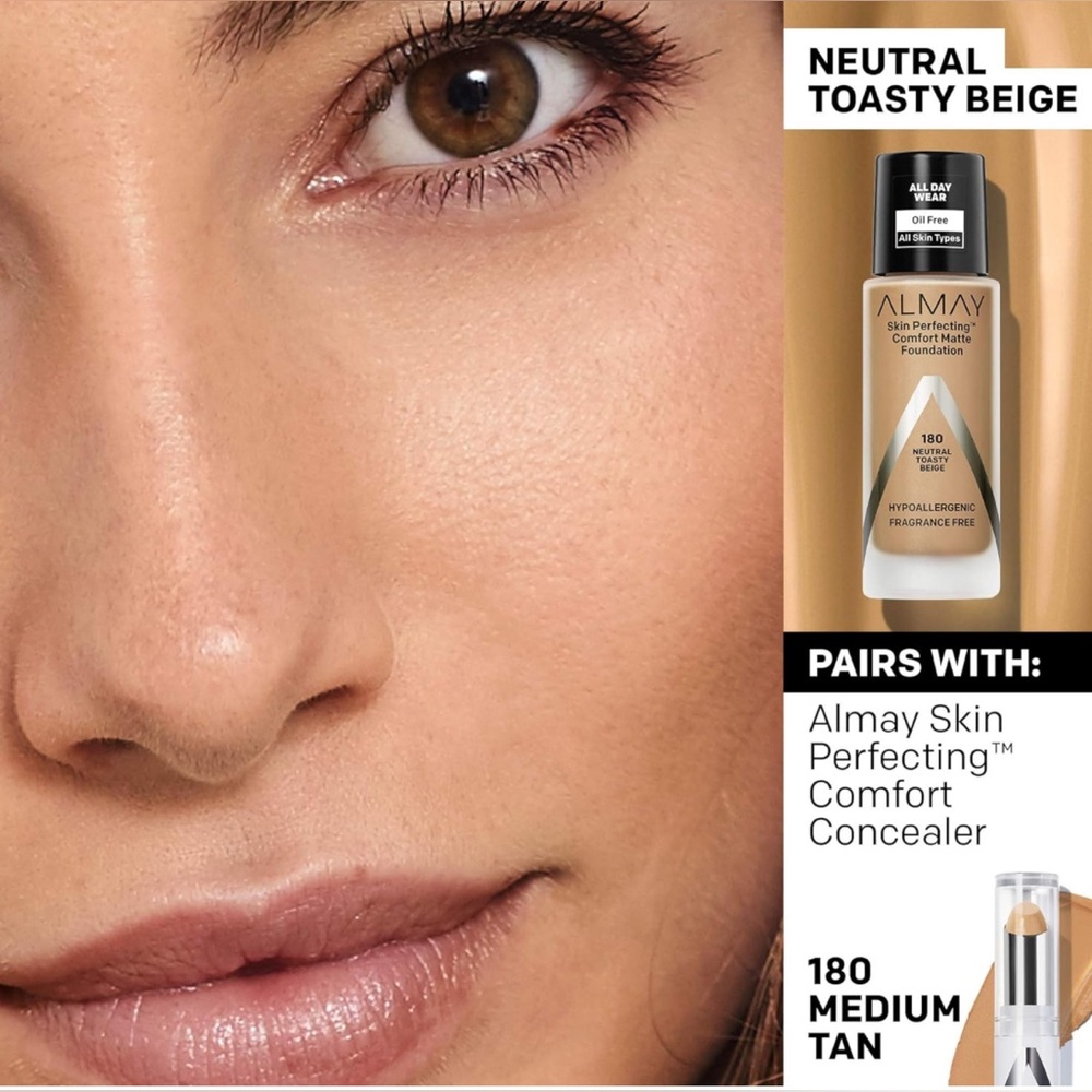 Almay Skin Perfecting Comfort Matte Foundation Color 180 Neutral Toasty … - Picture 5 of 5